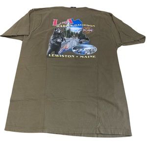 HARLEY DAVIDSON  Lewiston Maine Green Tee Shirt Size Extra Large